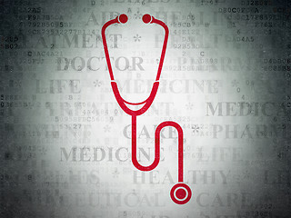 Image showing Healthcare concept: Stethoscope on Digital Data Paper background