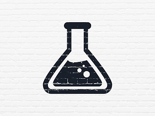 Image showing Science concept: Flask on wall background