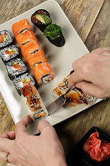 Image showing Japanese Sushi On A Table