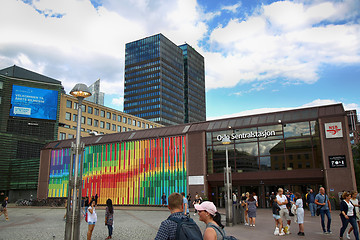 Image showing OSLO, NORWAY – AUGUST 18, 2016: People visit Oslo Central Stat