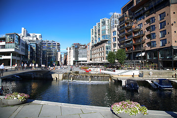 Image showing OSLO, NORWAY – AUGUST 17, 2016: People walking on wonderful mo