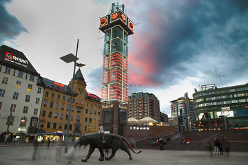 Image showing OSLO, NORWAY – AUGUST 17, 2016: People walking on wonderful Pl