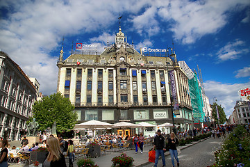 Image showing OSLO, NORWAY - AUGUST 18, 2016: People walk Oslo\'s main street K