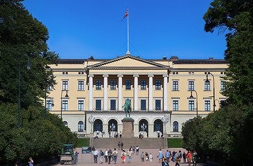 Image showing OSLO, NORWAY – AUGUST 17, 2016: Tourist visit The Royal Palace