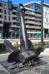 Image showing OSLO, NORWAY – AUGUST 17, 2016: Anchor on modern district on s