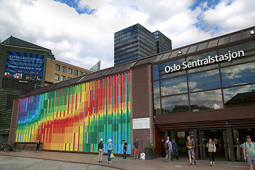 Image showing OSLO, NORWAY – AUGUST 18, 2016: People visit Oslo Central Stat