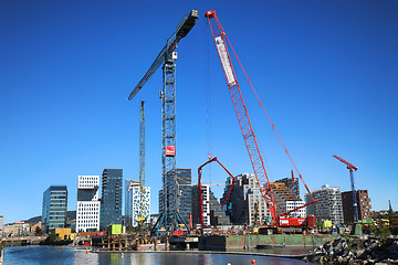 Image showing OSLO, NORWAY – AUGUST 17, 2016: A construction site of Bjorvik