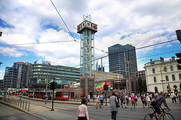 Image showing OSLO, NORWAY – AUGUST 18, 2016: People walking on wonderful Pl