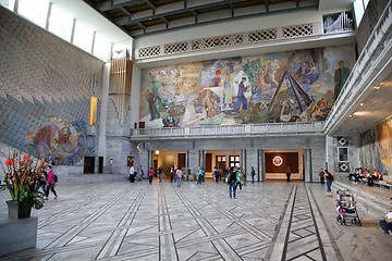 Image showing OSLO, NORWAY – AUGUST 18, 2016: Tourists visit in interior of 