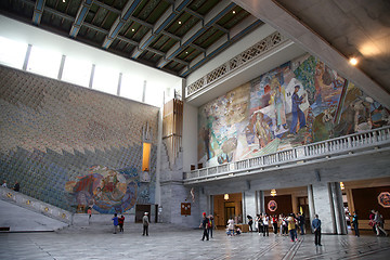 Image showing OSLO, NORWAY – AUGUST 18, 2016: Tourists visit in interior of 