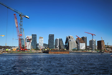 Image showing OSLO, NORWAY – AUGUST 17, 2016: A construction site of Bjorvik