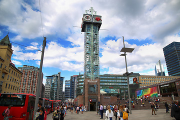 Image showing OSLO, NORWAY – AUGUST 18, 2016: People walking on wonderful Pl