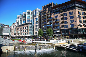 Image showing OSLO, NORWAY – AUGUST 17, 2016: People walking on wonderful mo