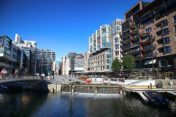 Image showing OSLO, NORWAY – AUGUST 17, 2016: People walking on wonderful mo