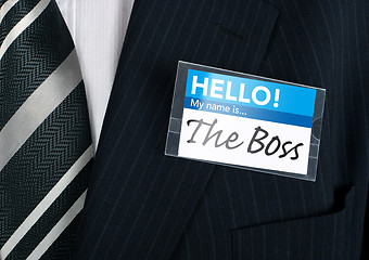 Image showing Close-up of a humorous nametag