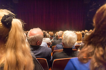 Image showing Audience in theathre waiting for drama play to start.