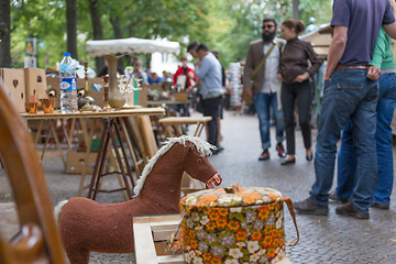 Image showing Market boot with objects beeing sold at weekend flea market in Berlin.