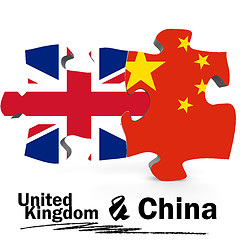 Image showing China and United Kingdom flags in puzzle 