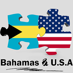 Image showing USA and Bahamas flags in puzzle 