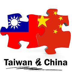 Image showing China and Taiwan flags in puzzle 
