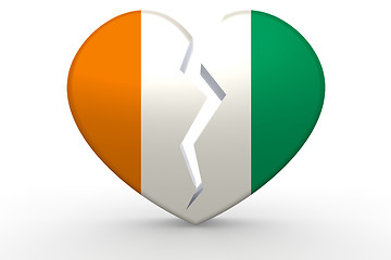 Image showing Broken white heart shape with Ivory Coast flag