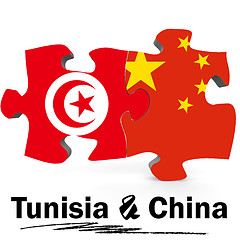 Image showing China and Tunisia flags in puzzle 