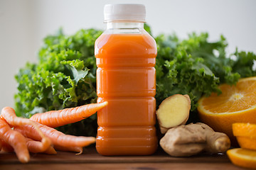 Image showing bottle with carrot juice, fruits and vegetables