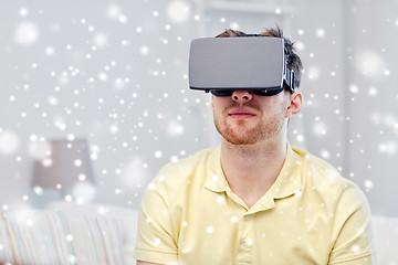 Image showing young man in virtual reality headset or 3d glasses