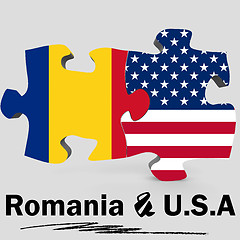 Image showing USA and Romania flags in puzzle 