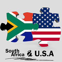 Image showing USA and South Africa flags in puzzle 