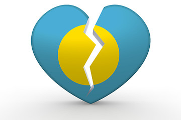 Image showing Broken white heart shape with Palau flag