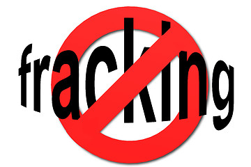 Image showing Stop fracking sign in red