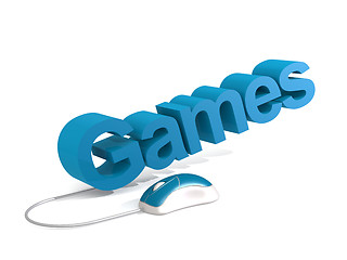 Image showing Games word with blue mouse