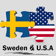 Image showing USA and Sweden flags in puzzle 