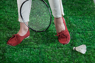 Image showing Woman\'s Legs And Badminton Racket