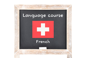 Image showing Language course with flag on board