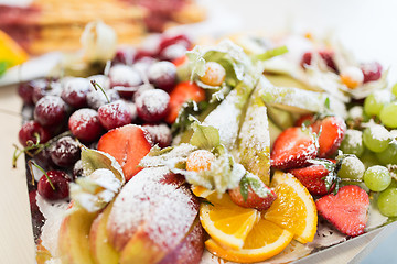 Image showing close up of dish with sugared fruit dessert