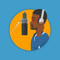 Image showing Singer recording song vector illustration.