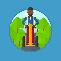 Image showing Man driving electric scooter vector illustration.