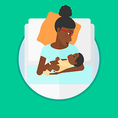 Image showing Woman with new born in maternity ward.