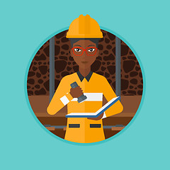 Image showing Miner checking documents vector illustration.