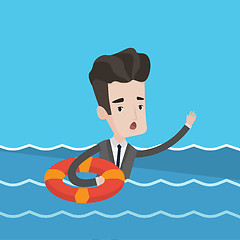 Image showing Businessman sinking and asking for help.