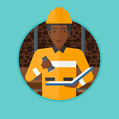 Image showing Miner checking documents vector illustration.