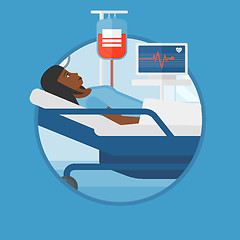 Image showing Woman lying in hospital bed vector illustration.