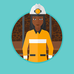 Image showing Confident miner in hardhat vector illustration.