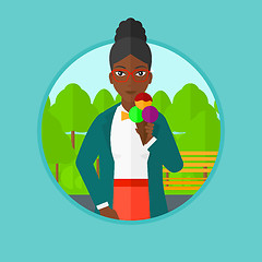 Image showing Woman eating ice cream vector illustration.