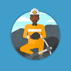 Image showing Miner with coal in hands vector illustration.