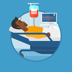 Image showing Man lying in hospital bed vector illustration.