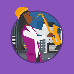 Image showing Musician playing on saxophone vector illustration.