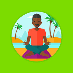 Image showing Man meditating in lotus pose vector illustration.